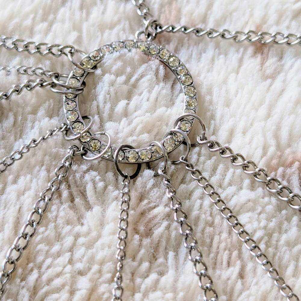 Silver Cross Key Lock Heart Rhinestone Necklace - Picture 2 of 10